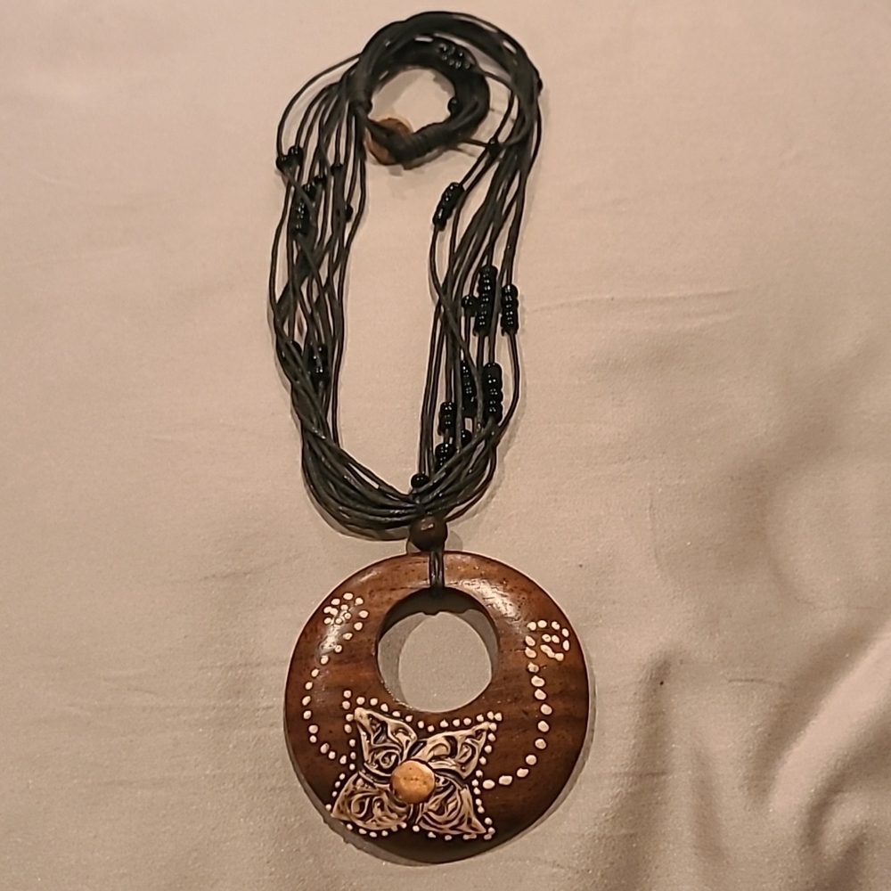 Painted wood necklace